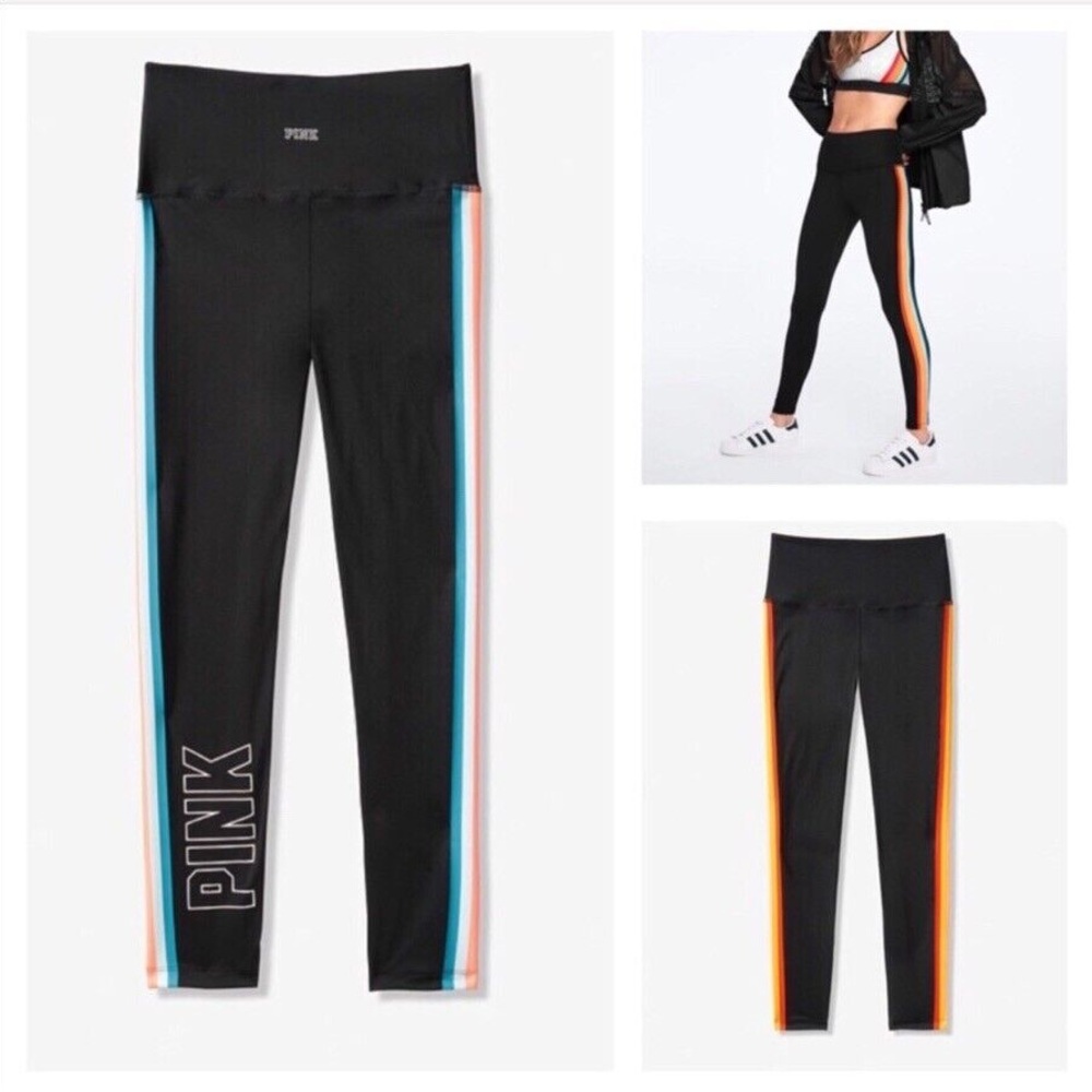 VS VICTORIAS SECRET PINK ULTIMATE HIGH WAIST LEGGING PANT SWEATS RAINBOW M